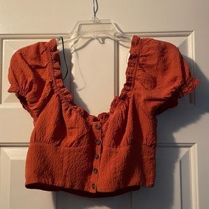 H&M button up crop top